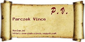 Parczek Vince névjegykártya